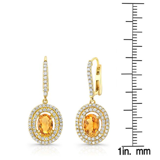 Citrine And Diamond Earrings In 14k Yellow Gold (3/4 Ct. Tw.)