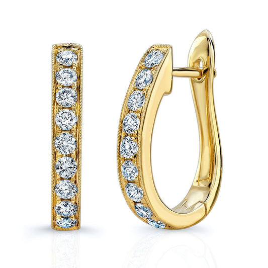 Diamond J Hoop Earrings In 14k Yellow Gold (0.50 Ctw)