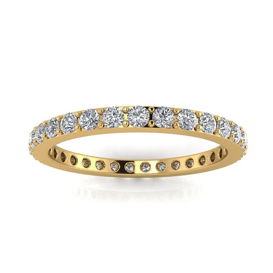 Round Brilliant Cut Diamond Pave Set Eternity Ring In 14k Yellow Gold  (0.99ct. Tw.) Ring Size 8.5