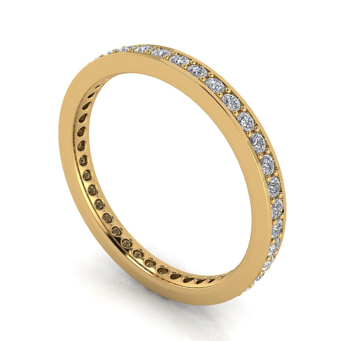 Round Brilliant Cut Diamond Channel Pave Set Eternity Ring In 18k Yellow Gold  (0.43ct. Tw.) Ring Size 4