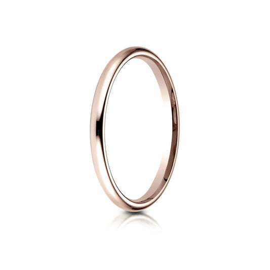 14k Rose Gold 2 Mm Slightly Domed Standard Comfort-fit Ring