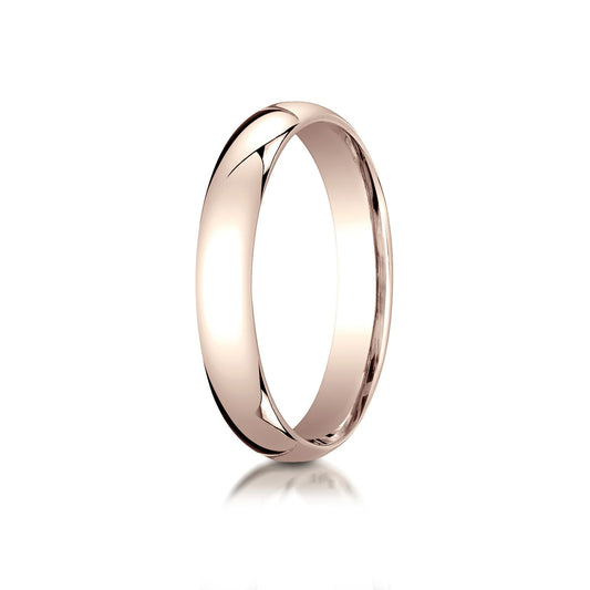 14k Rose Gold 4mm Slightly Domed Standard Comfort-fit Ring