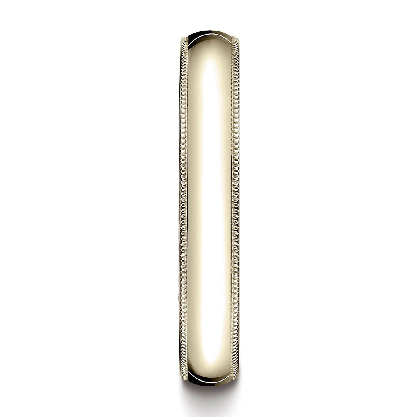 14k Yellow Gold 4mm Slightly Domed Standard Comfort-fit Ring With Milgrain