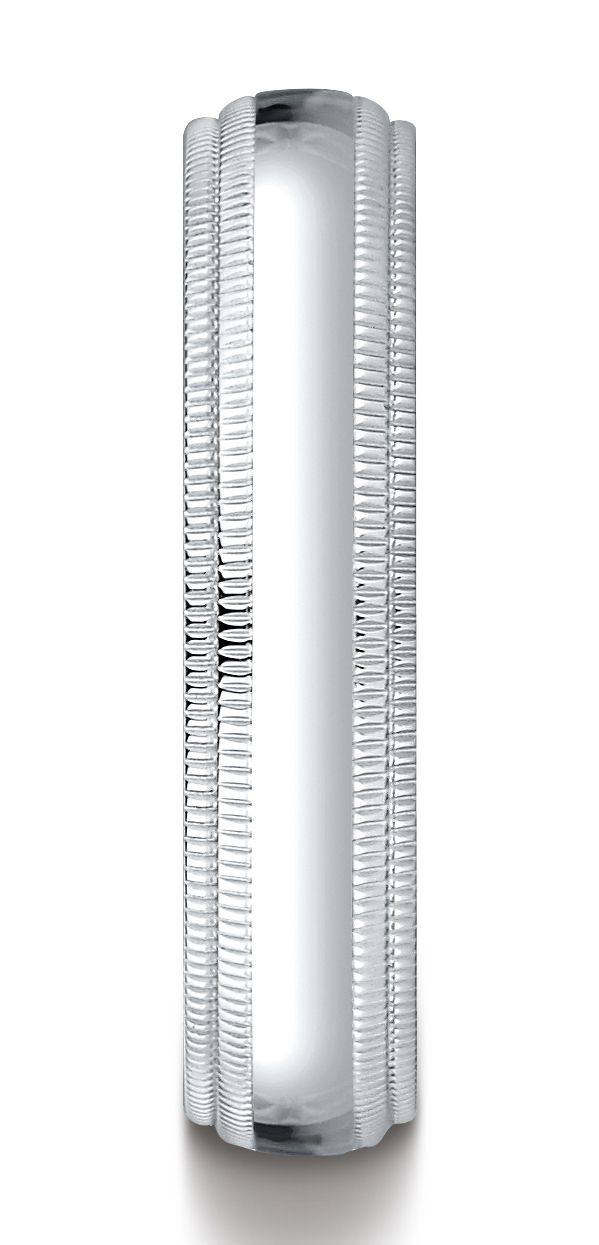 Platinum 5mm Slightly Domed Standard Comfort-fit Ring With Double Milgrain