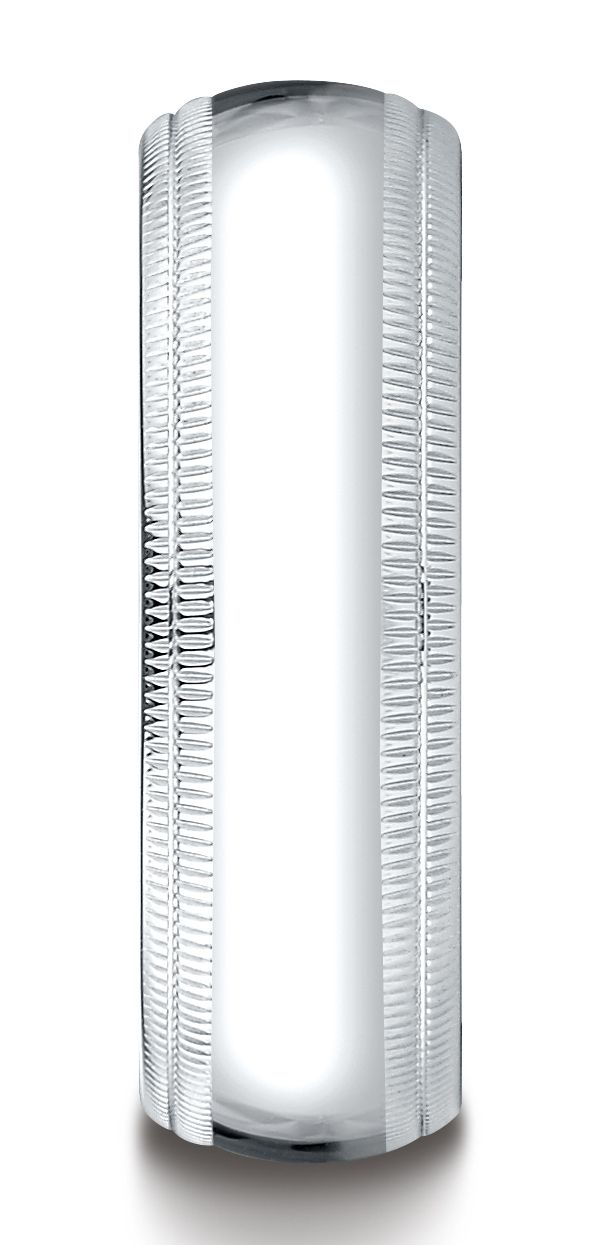 Platinum 7mm Slightly Domed Standard Comfort-fit Ring With Double Milgrain