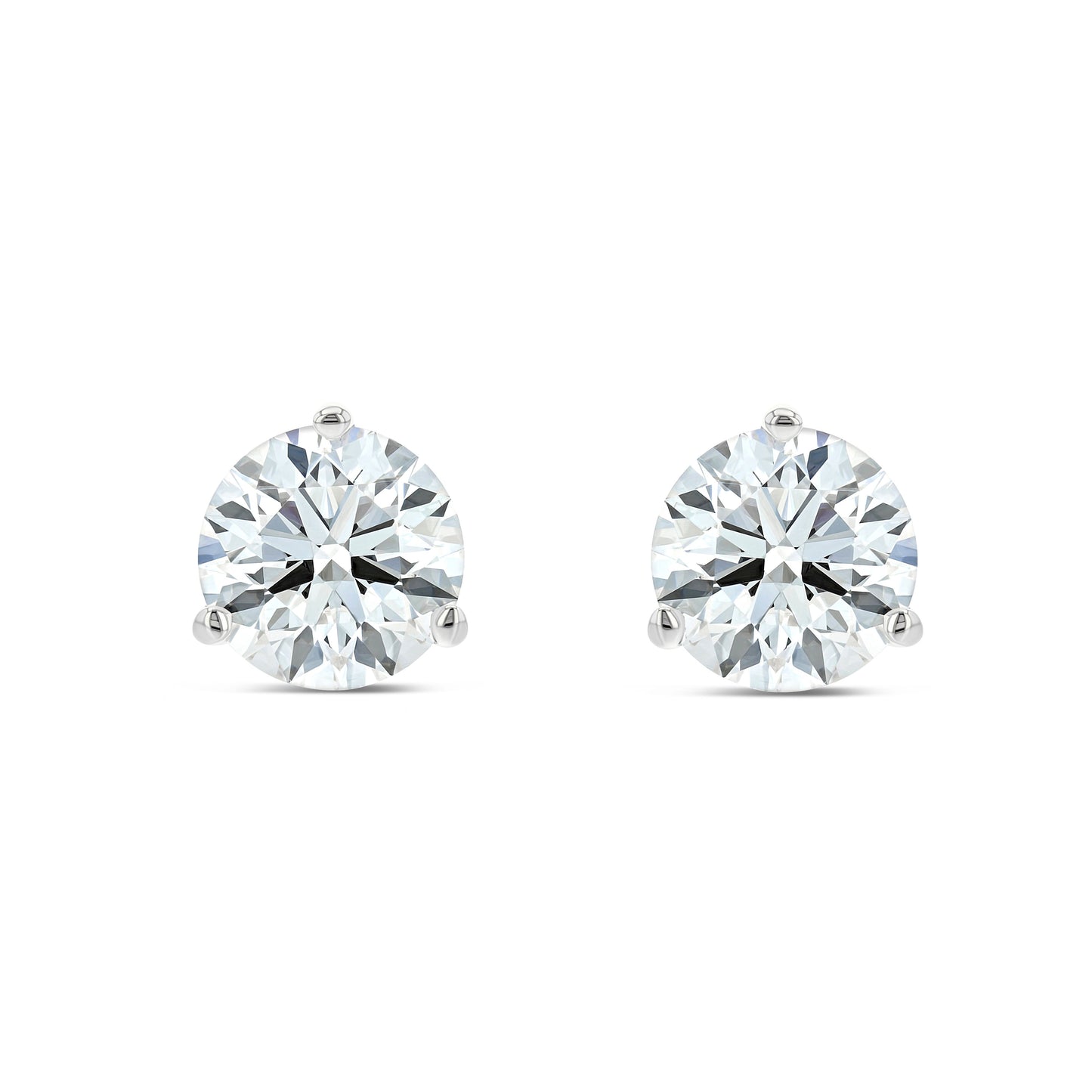 Certified 14k White Gold 3-prong Lab Created Round Brilliant Diamond Stud Earrings (1.25 Ct. T.w., Vvs1-vs2 Clarity, D-f Color)