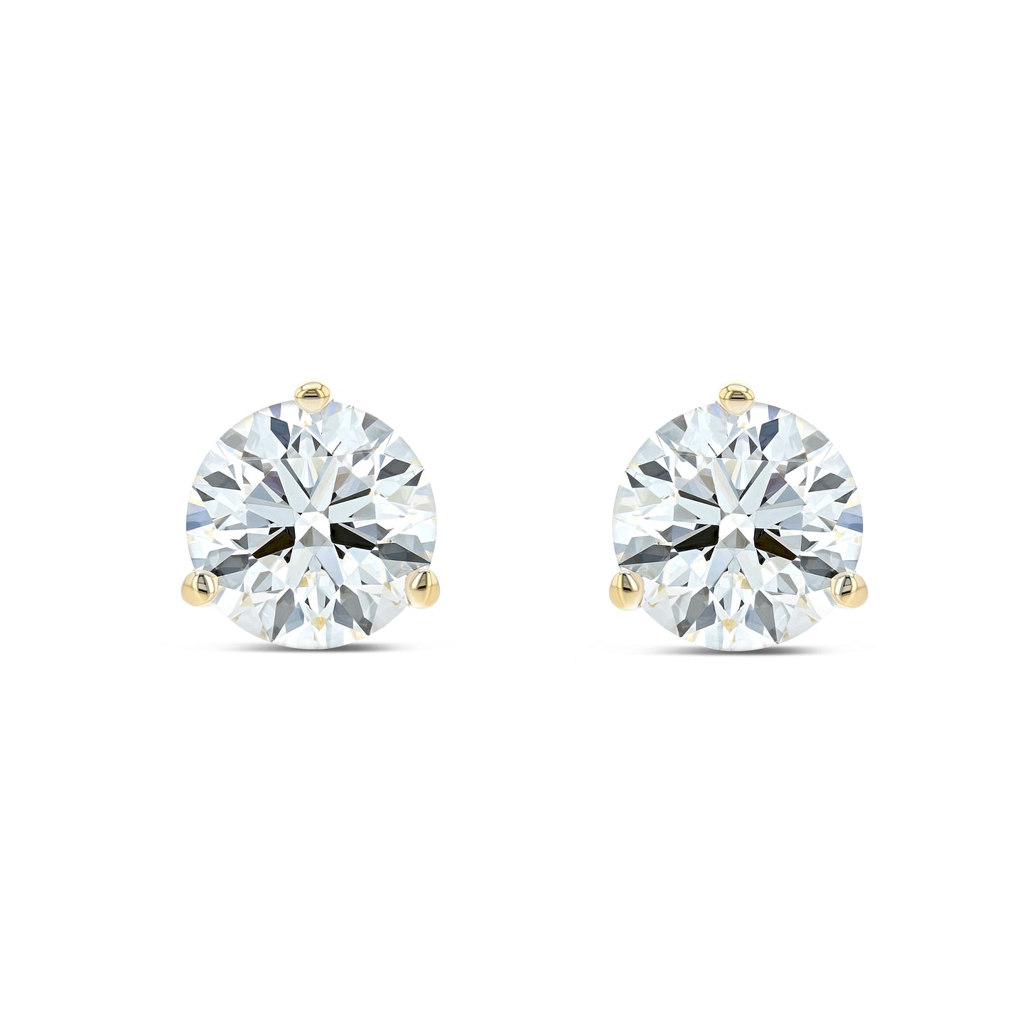 18k Yellow Gold 3-prong Round Brilliant Diamond Stud Earrings (0.32 Ct. T.w., Si1-si2 Clarity, J-k Color)