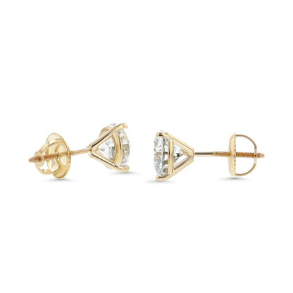 18k Yellow Gold 3-prong Round Brilliant Diamond Stud Earrings (0.32 Ct. T.w., Si1-si2 Clarity, J-k Color)