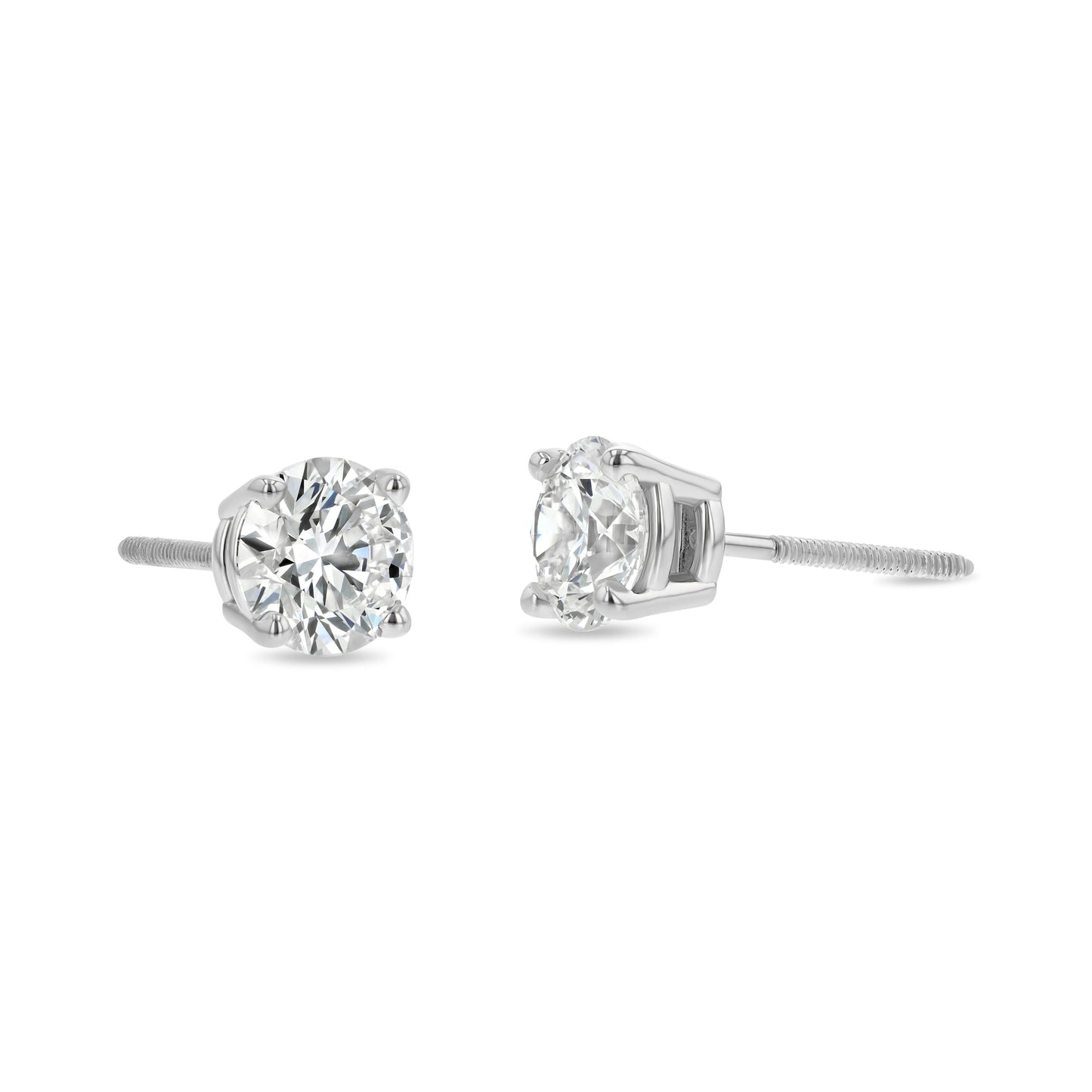 18k White Gold 4-prong Round Brilliant Diamond Stud Earrings (0.75 Ct. T.w., Si1-si2 Clarity, J-k Color)