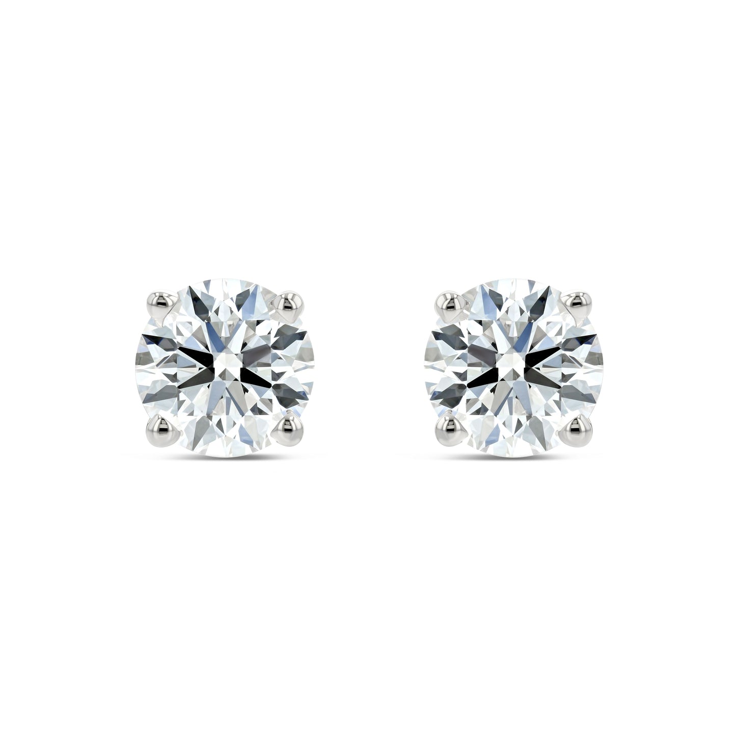 Certified 14k White Gold 4-prong Lab Created Round Brilliant Diamond Stud Earrings (1.0 Ct. T.w., Vvs1-vs2 Clarity, D-g Color)