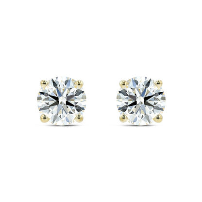 14k Yellow Gold 4-prong Round Diamond Stud Earrings 1ctw (5.00mm Ea), H Color, Si3-i1 Clarity