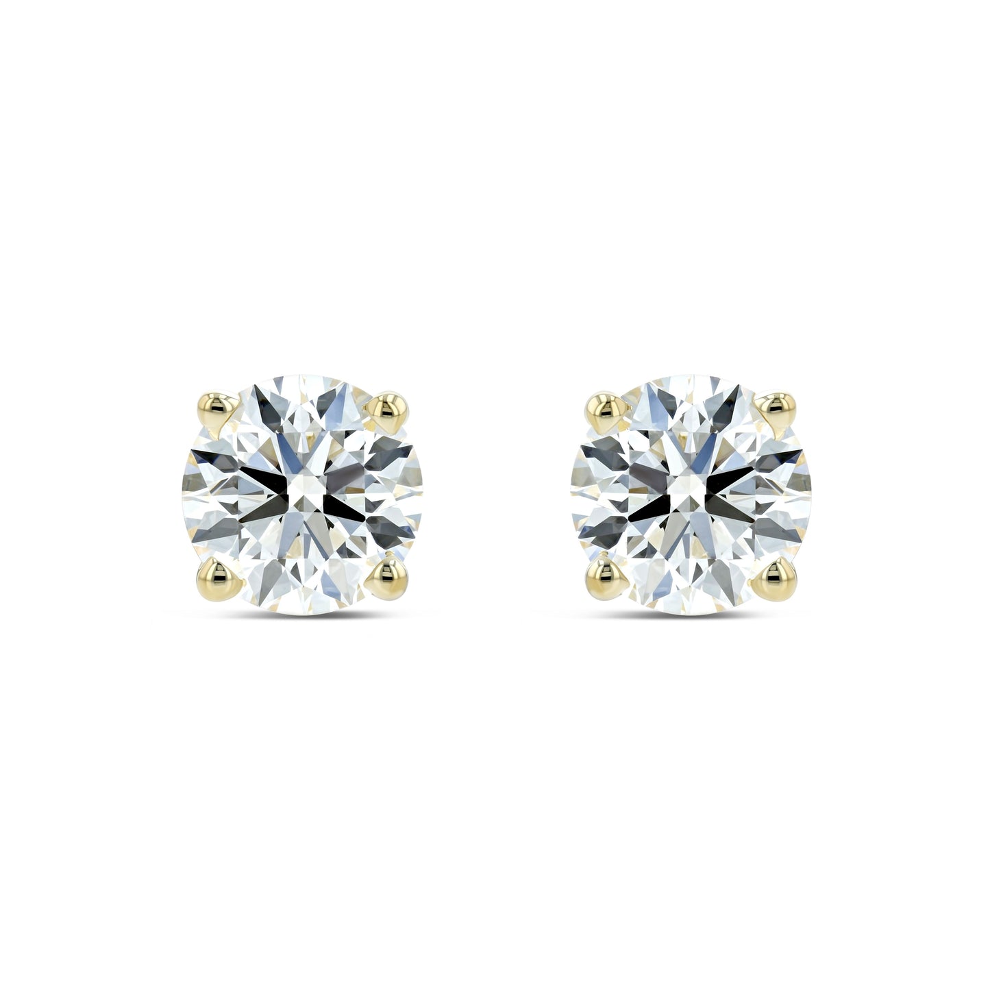 18k Yellow Gold 4-prong Round Diamond Stud Earrings 1/2ctw (4.0mm Ea), G-h Color, I1 Clarity