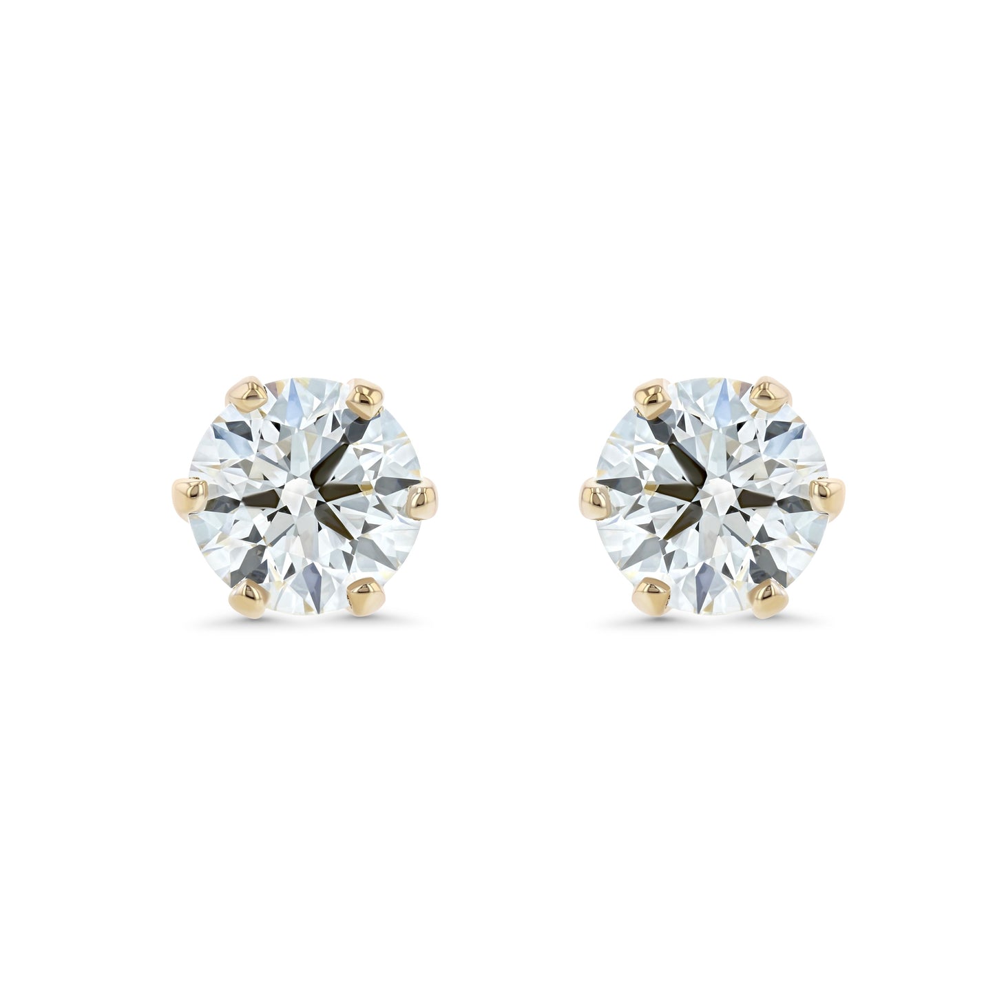 14k Yellow Gold 6-prong Round Brilliant Diamond Stud Earrings (1.48 Ct. T.w., Vs1-vs2 Clarity, H-i Color)
