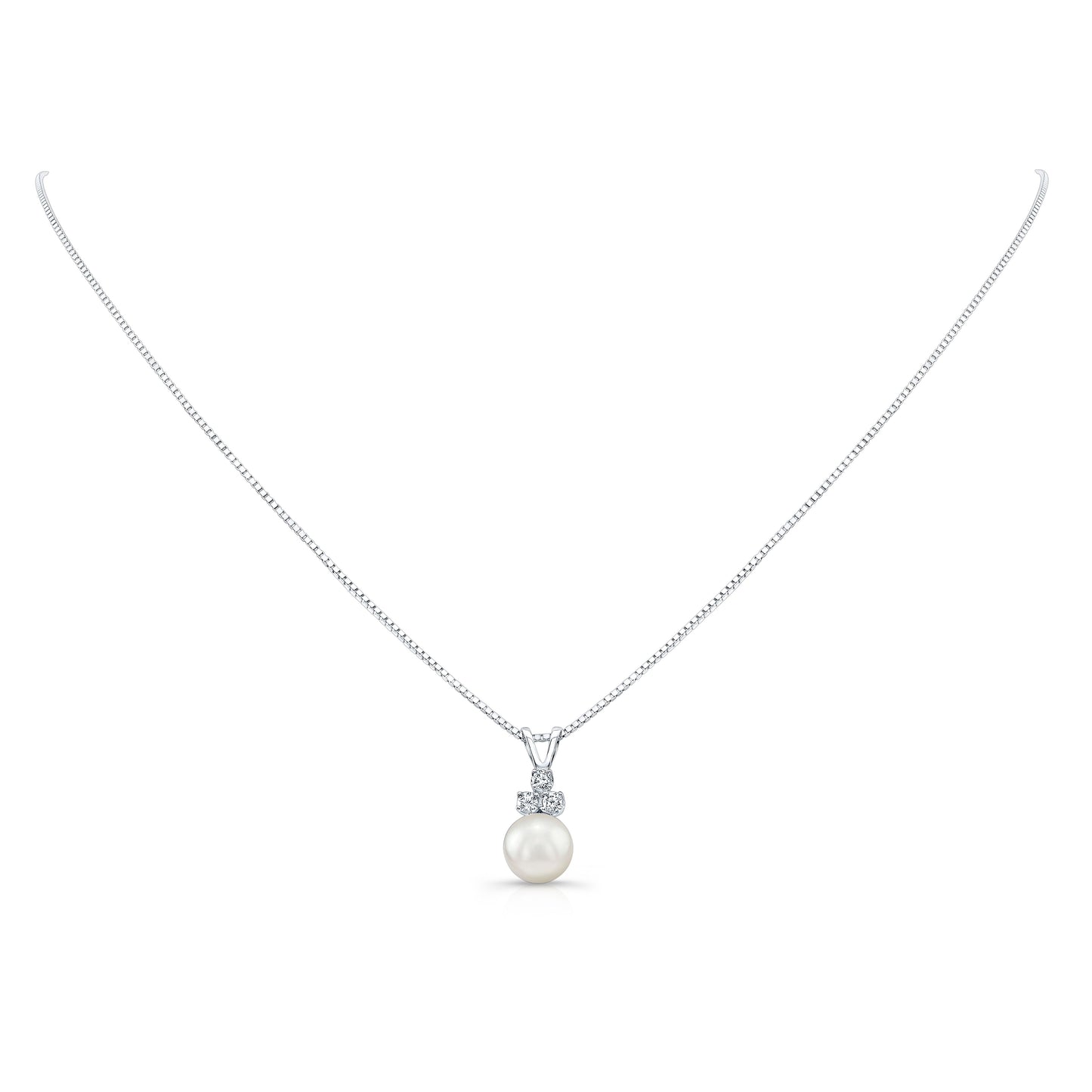 White Pearl & Diamond 14k Pendant