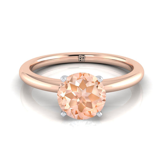 14K Rose Gold Round Brilliant Morganite Round Comfort Fit Claw Prong Solitaire Engagement Ring