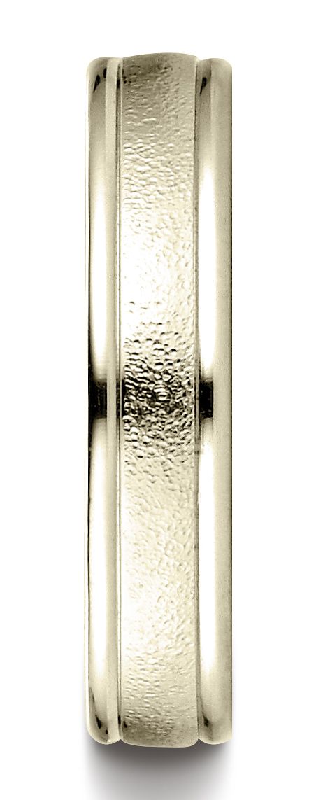 14k Yellow Gold 4mm Comfort-fit Wired-finished High Polished Round Edge Carved Design Band