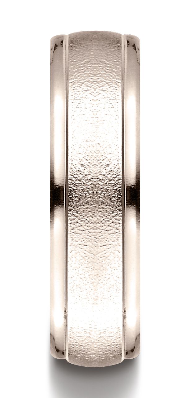 14k Rose Gold 6mm Comfort-fit Wired-finished High Polished Round Edge Carved Design Band