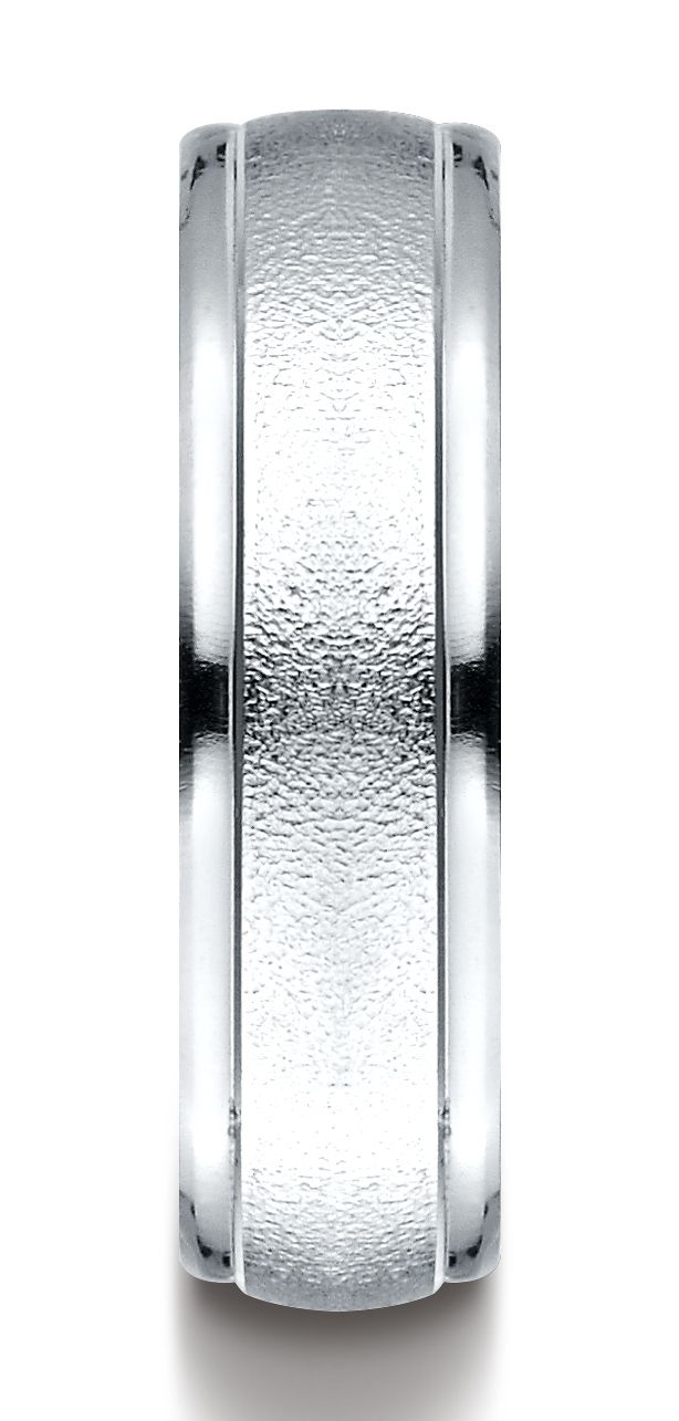 Platinum 6mm Comfort-fit Wired-finished High Polished Round Edge Carved Design Band