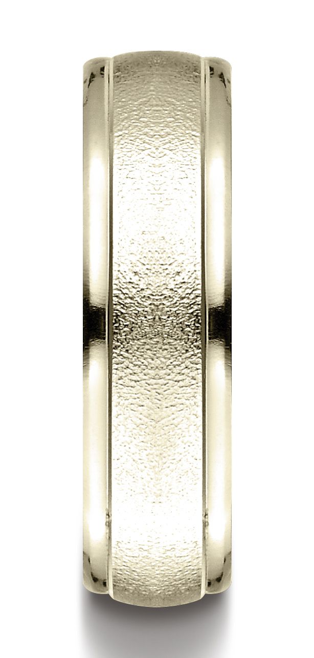 18k Yellow Gold 6mm Comfort-fit Wired-finished High Polished Round Edge Carved Design Band