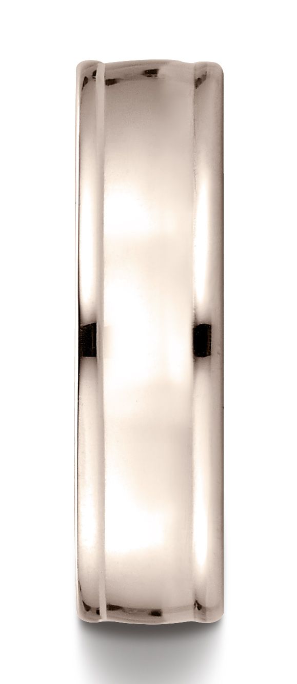 14k Rose Gold 6mm Comfort-fit High Polish Finish Round Edge Design Band