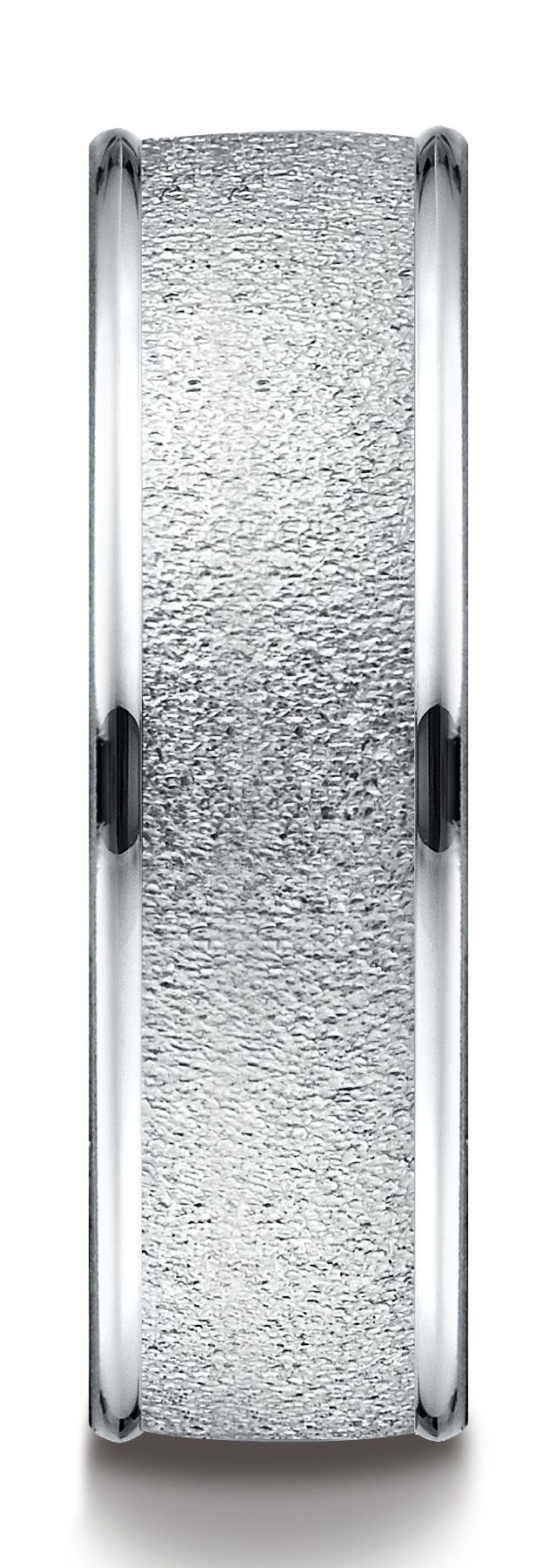 Platinum 7mm Comfort-fit Wired-finished High Polished Round Edge Carved Design Band