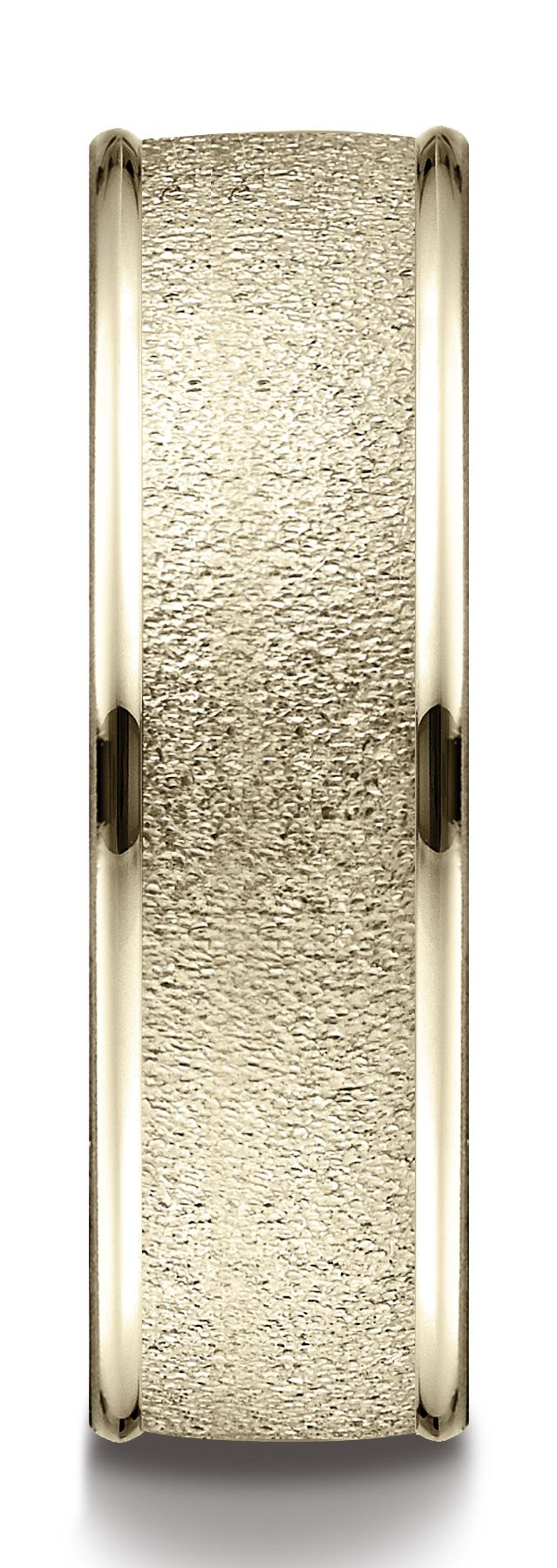 18k Yellow Gold 7mm Comfort-fit Wired-finished High Polished Round Edge Carved Design Band