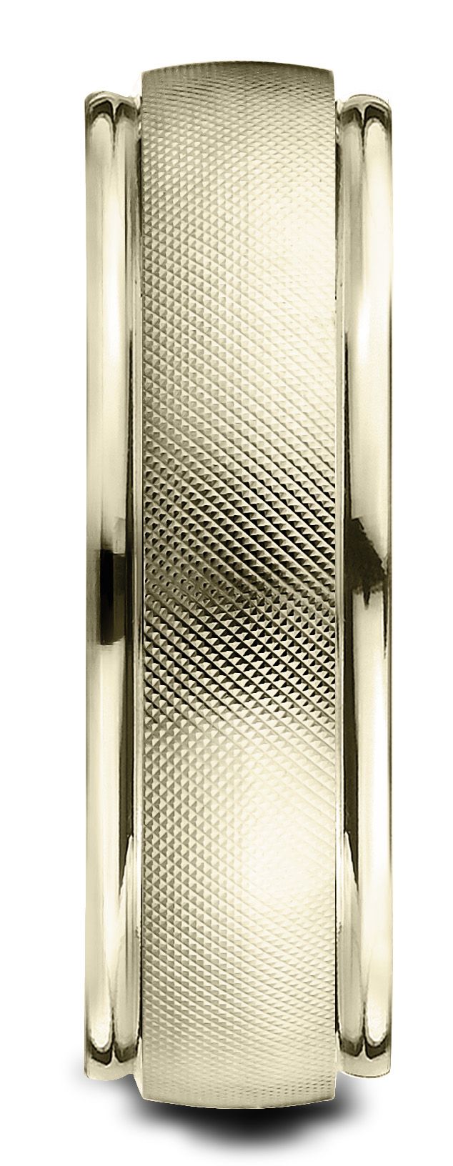 18 Karat Yellow Gold 7mm Comfort-fit Florentine Center High Polish Round Edge Design Band