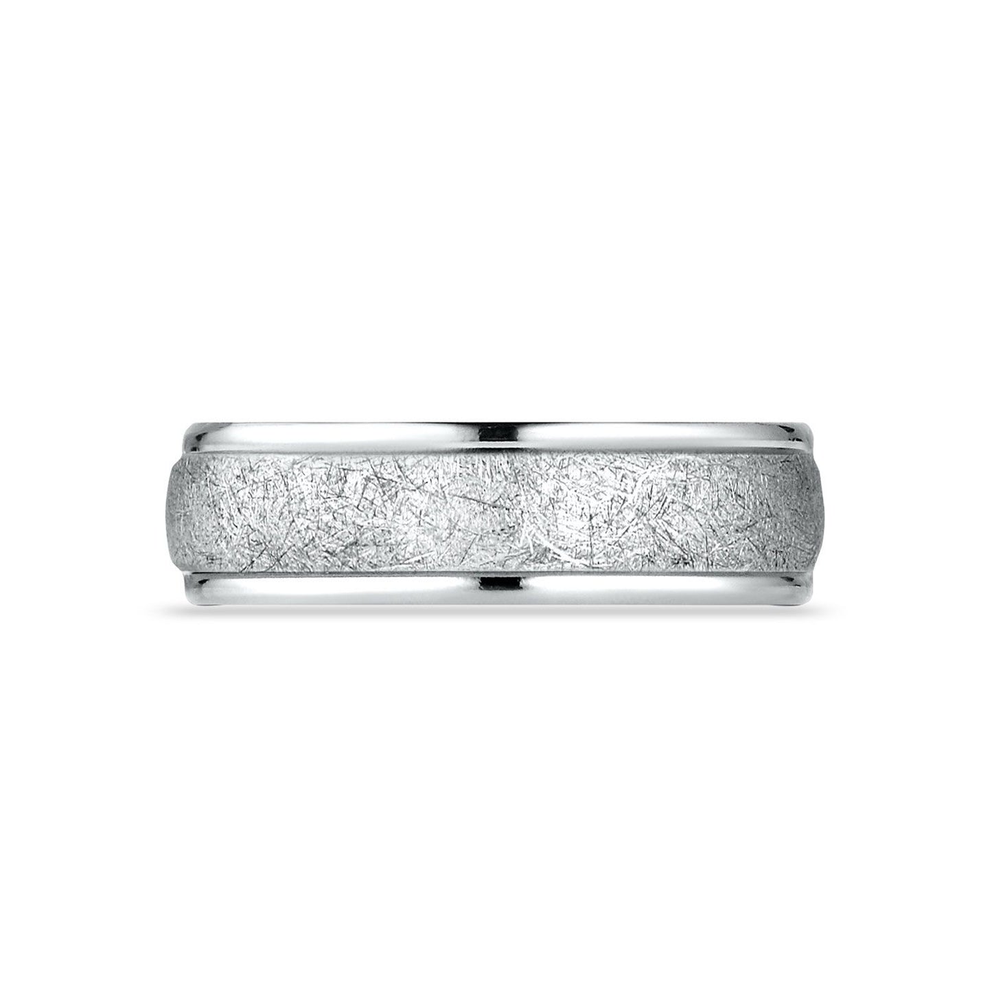 6.5mm Round Edge Swirl Finish Carved Wedding Band, in Platinum | RockHer