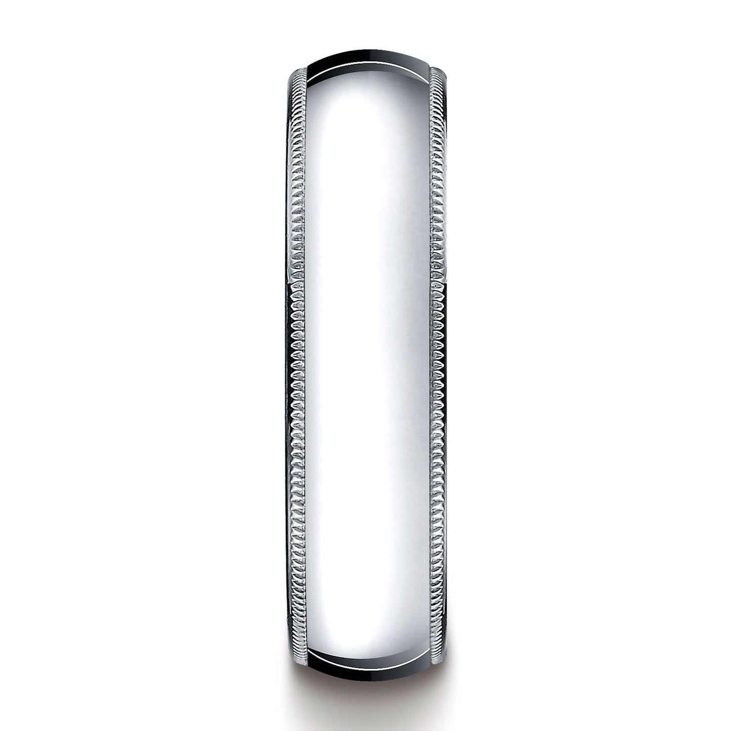 Platinum 6mm Slightly Domed Super Light Comfort-fit Ring With Milgrain