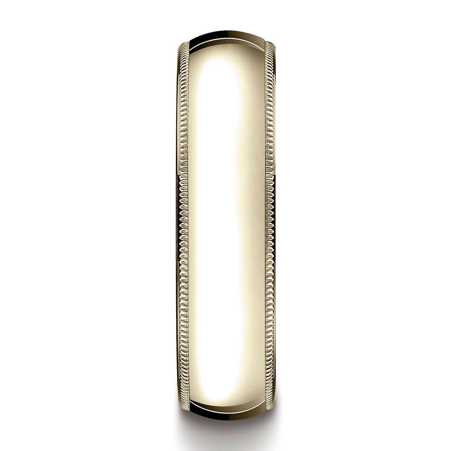 14k Yellow Gold 6mm Slightly Domed Super Light Comfort-fit Ring With Milgrain
