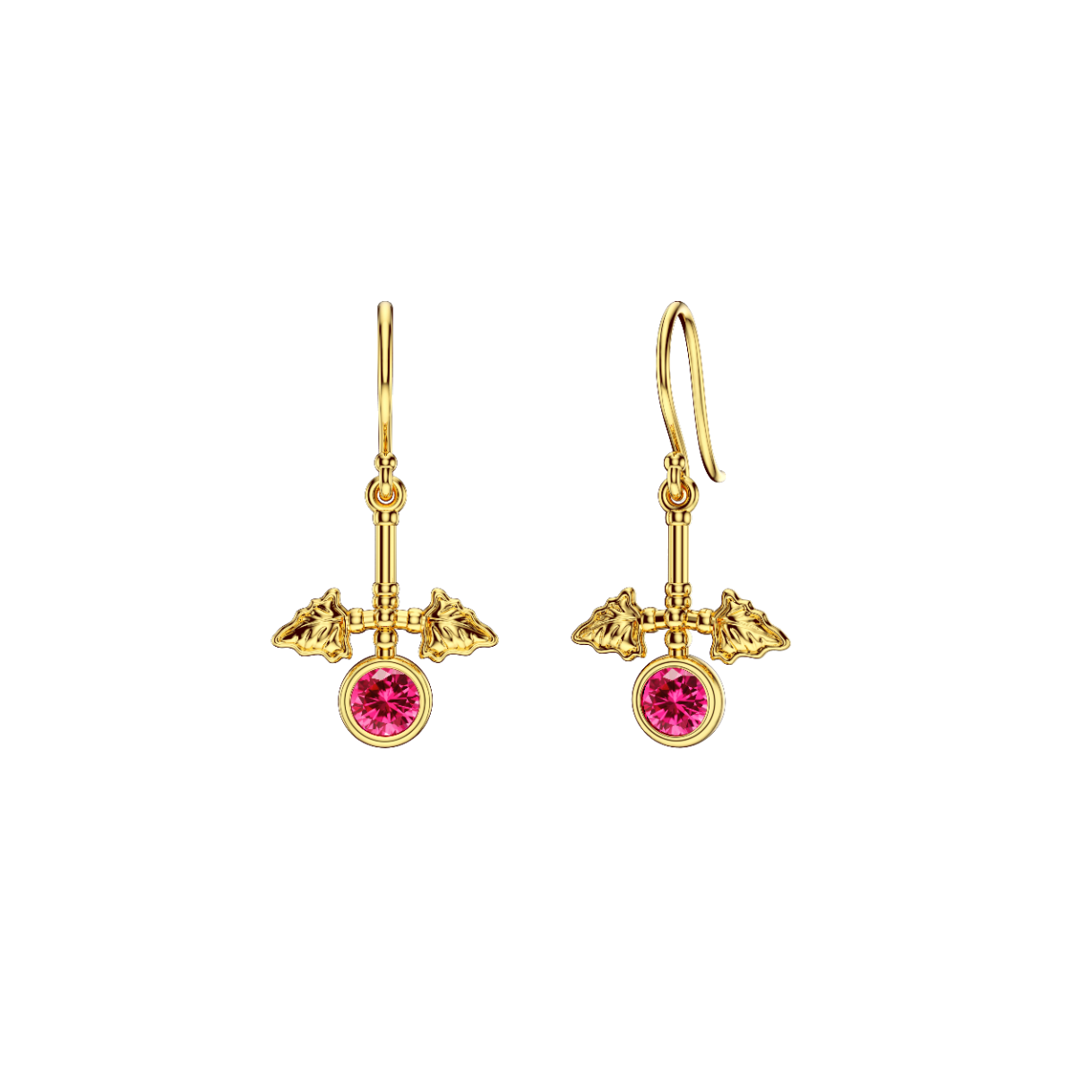 ROCKHER .925 Sterling Silver Bezel 2CTW Created Pink Sapphire Cubic Zirconia Dangle Drop Angel Wings Earring