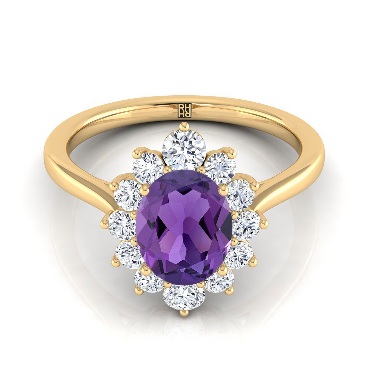 Amethyst and diamond ring gold Clearance