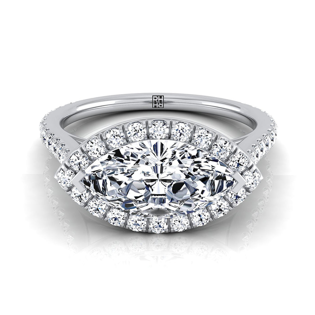 The Marquise Cut Diamond Engagement Ring with Halo