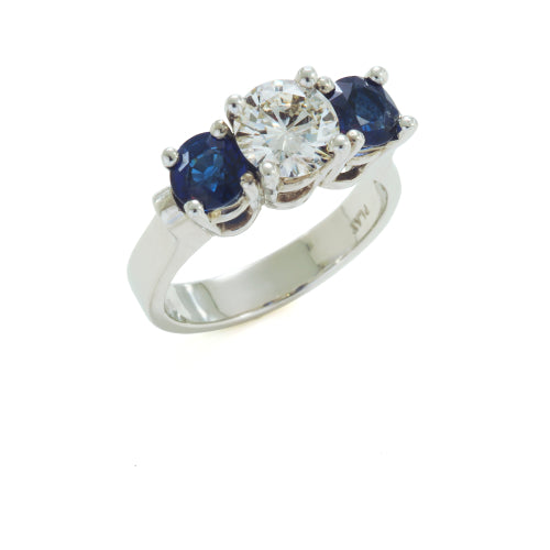 Feminine Designs for Diamond Rings with Sapphire Side Stones