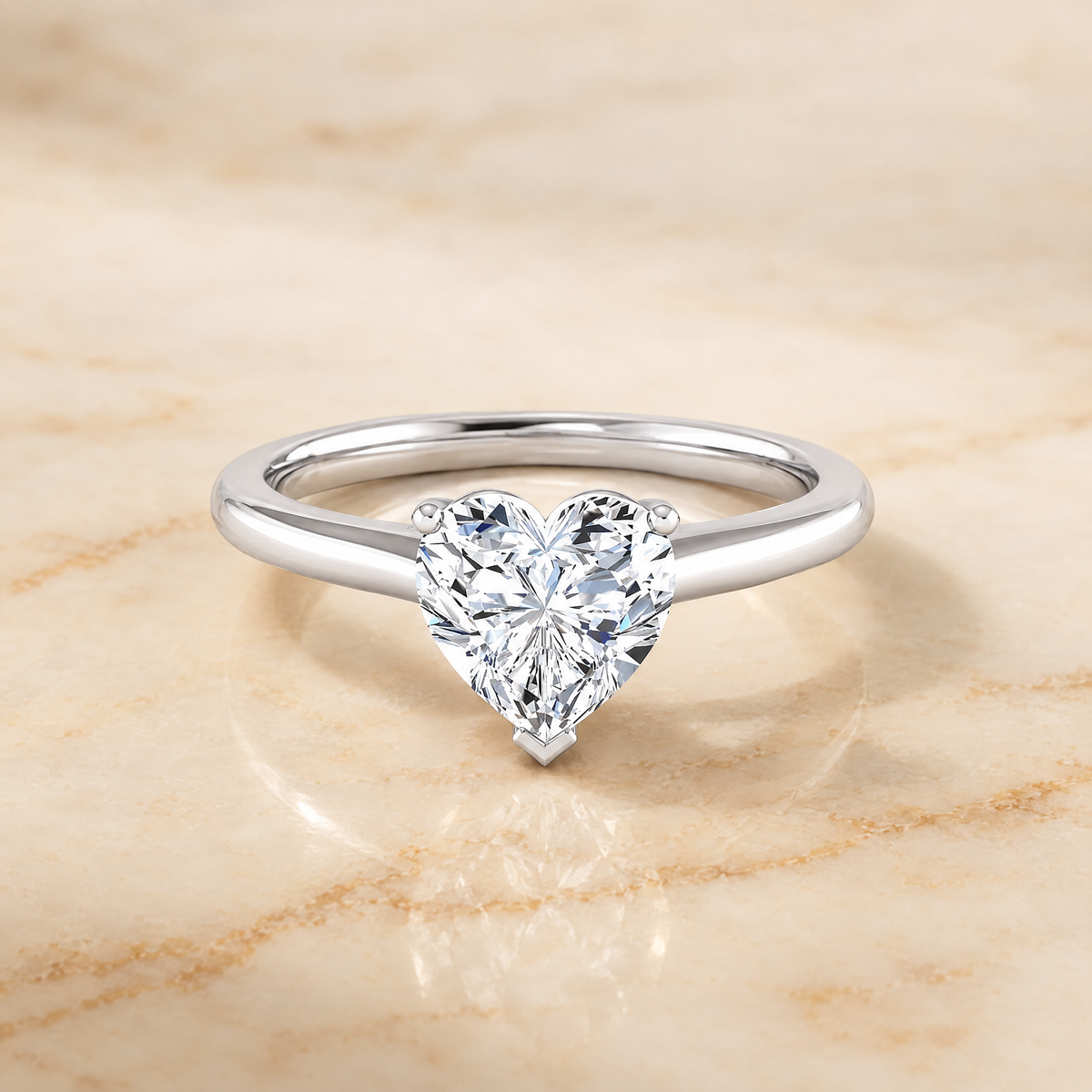 The Gladys Pinched Cathedral Solitaire Heart Engagement Ring Setting in Platinum