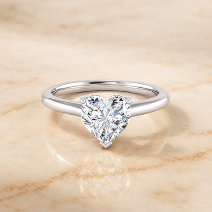 The Gladys Pinched Cathedral Solitaire Heart Engagement Ring Setting in Platinum
