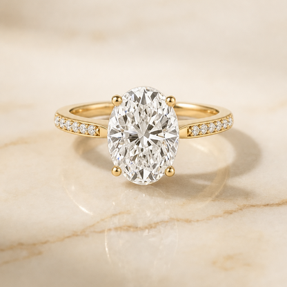 The Carrie Pavé Oval Engagement Ring Setting in 18K Yellow Gold