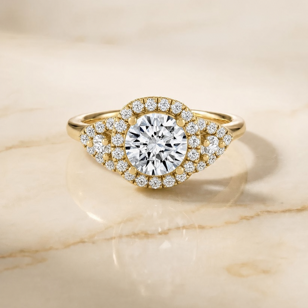 The Jennifer round engagement ring setting in 18K Yellow Gold | RockHer