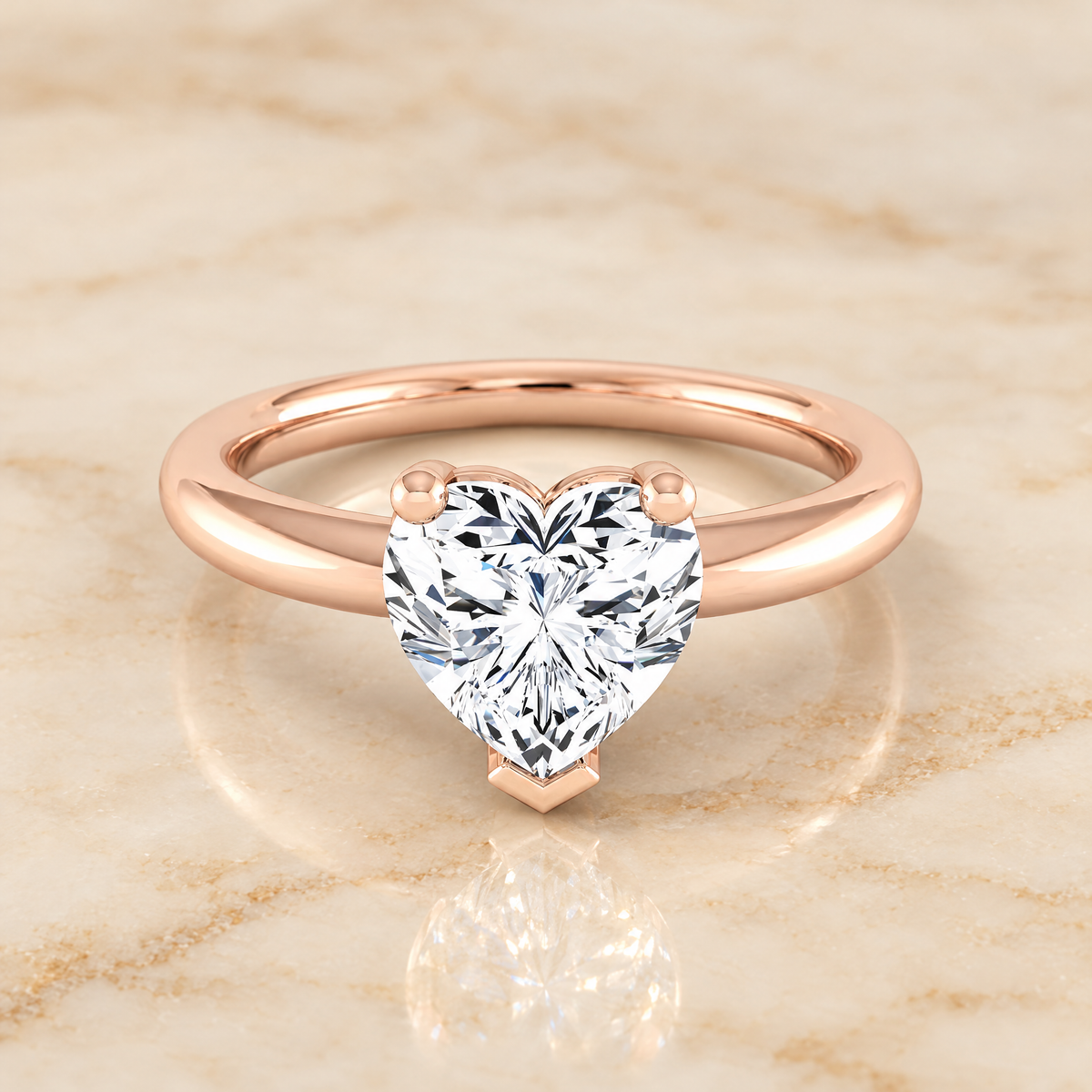 The Tori Rounded Comfort Fit Solitaire Heart Engagement Ring Setting in 14K Rose Gold