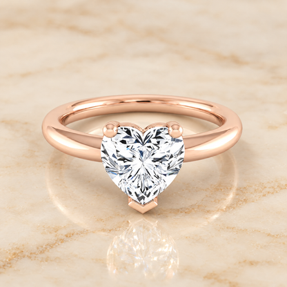 The Tori Rounded Comfort Fit Solitaire Heart Engagement Ring Setting in 14K Rose Gold