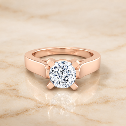 The Charlotte Cathedral Squared Edge Solitaire Cushion Cut Engagement Ring Setting in 14K Rose Gold