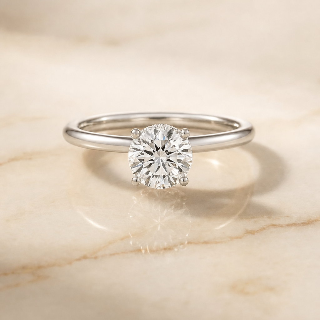 The Dolly Double Hidden Halo Solitaire Round Engagement Ring Setting in Platinum