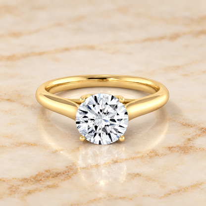 The Rosalie Scroll Gallery Solitaire Round Engagement Ring Setting in 18K Yellow Gold