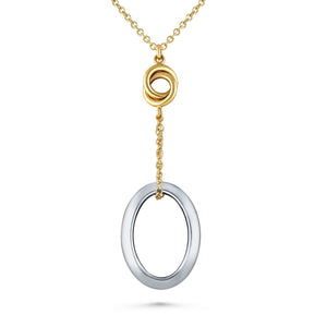 14K Two-Tone Gold Y Necklace with White Gold Pendant, 17 Inch, detail view | RockHer