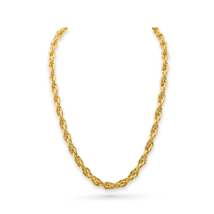 14K Yellow Gold Twisted Rope Chain Necklace, 18 Inch – side profile | RockHer