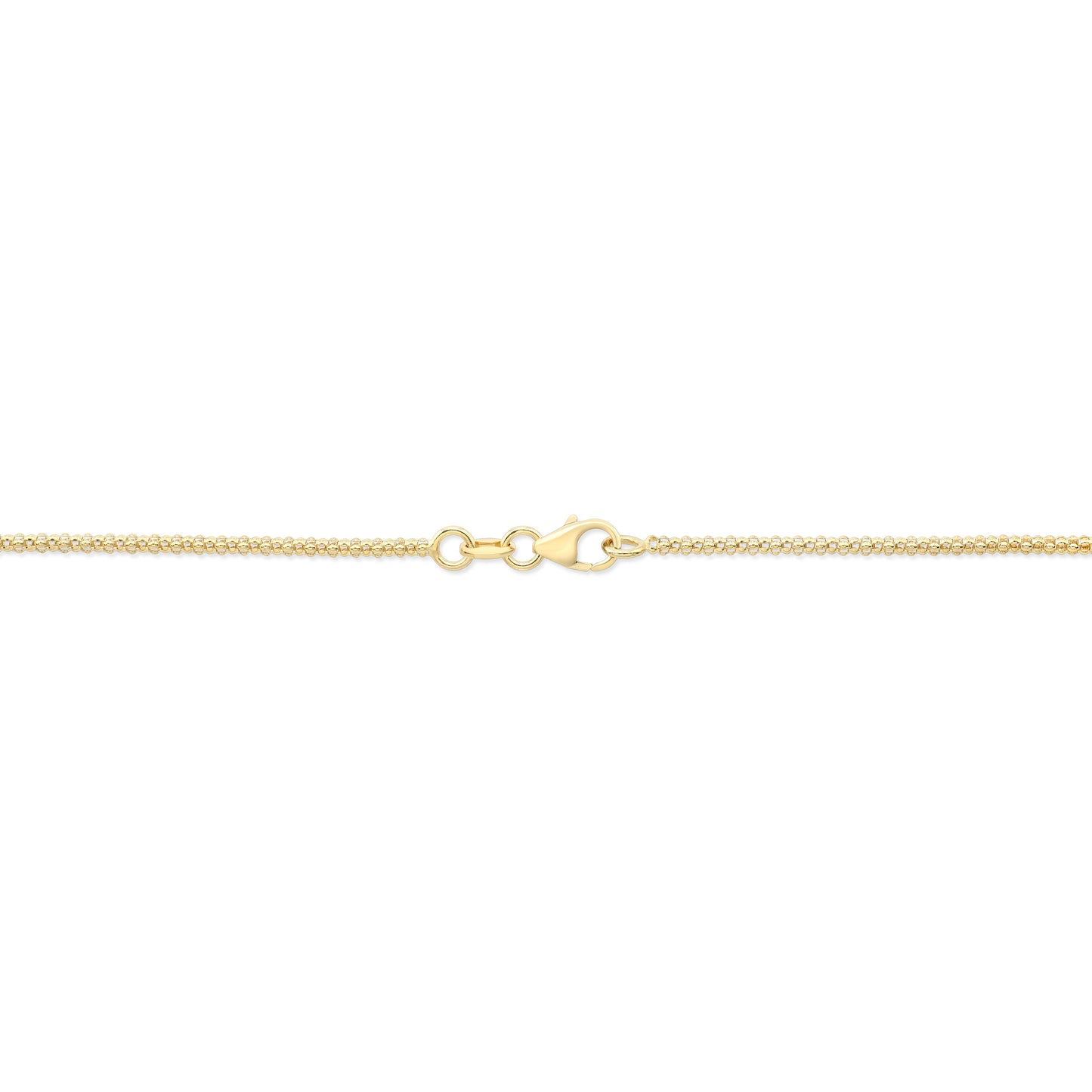 14K Yellow Gold Bead Chain with Heart Pendant, 18 Inch – detail view | RockHer