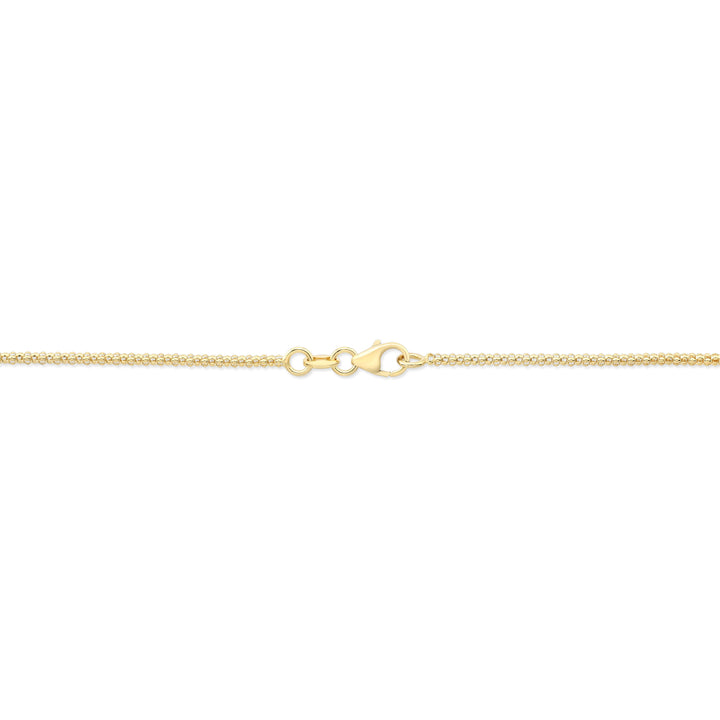 14K Yellow Gold Bead Chain with Heart Pendant, 18 Inch – detail view | RockHer
