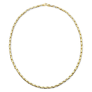 14K Two-Tone Gold Elongated Bar Link Necklace, 20 Inch – side profile | RockHer