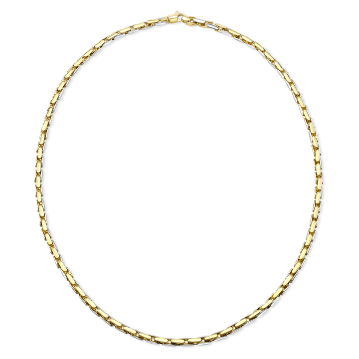 14K Two-Tone Gold Elongated Bar Link Necklace, 20 Inch – side profile | RockHer