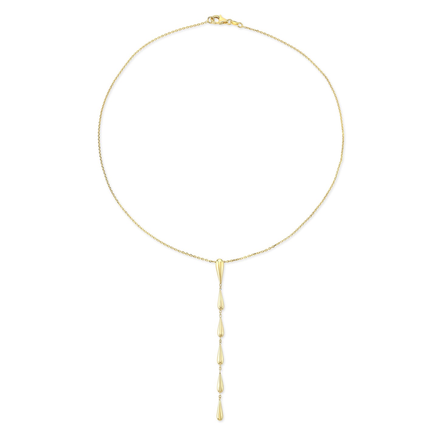 14K Yellow Gold Pear Link Y Necklace, 18 Inch – side profile | RockHer